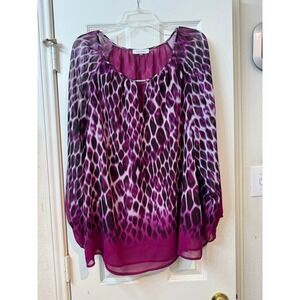 Calvin Klein plus‎ size tunic blouse size 1X purple white black